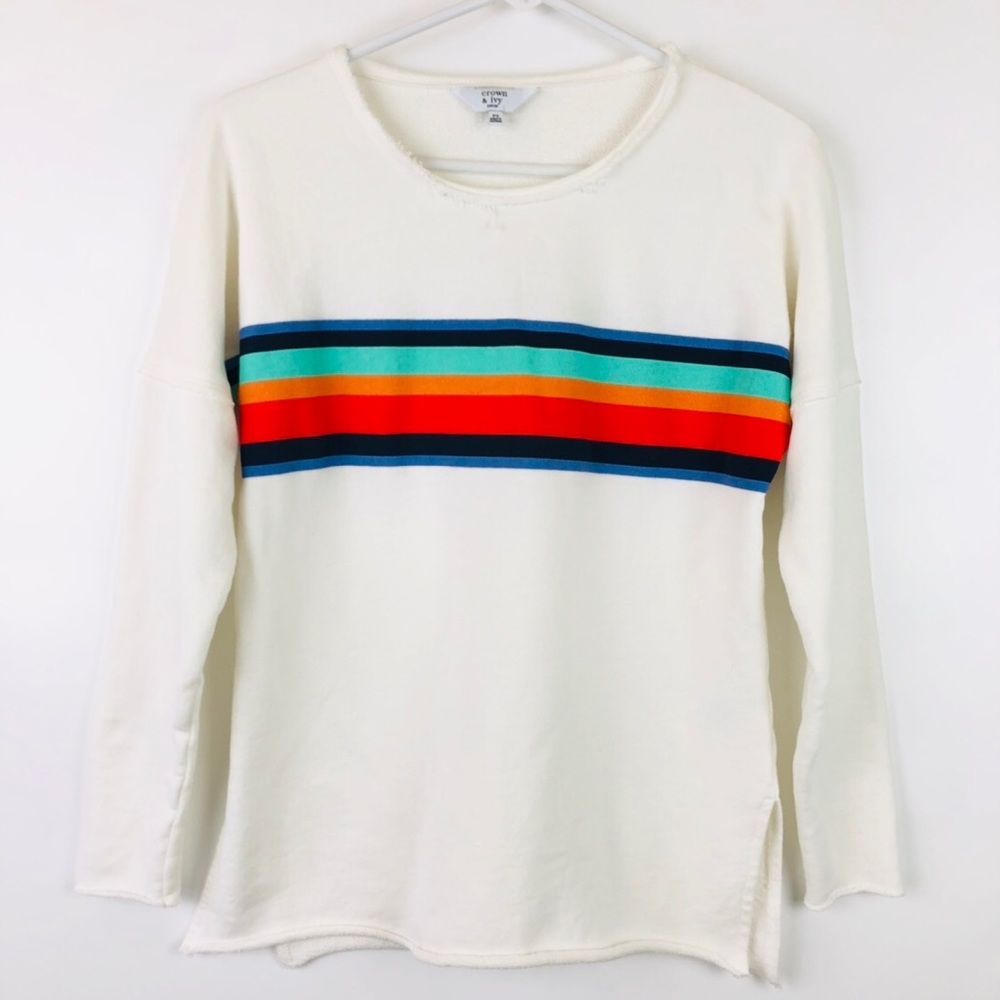 Crown & Ivy Petites Rainbow French Terry Top PS 🔥